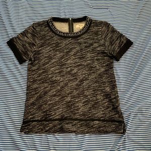 Madewell black and white knit short sleeve top